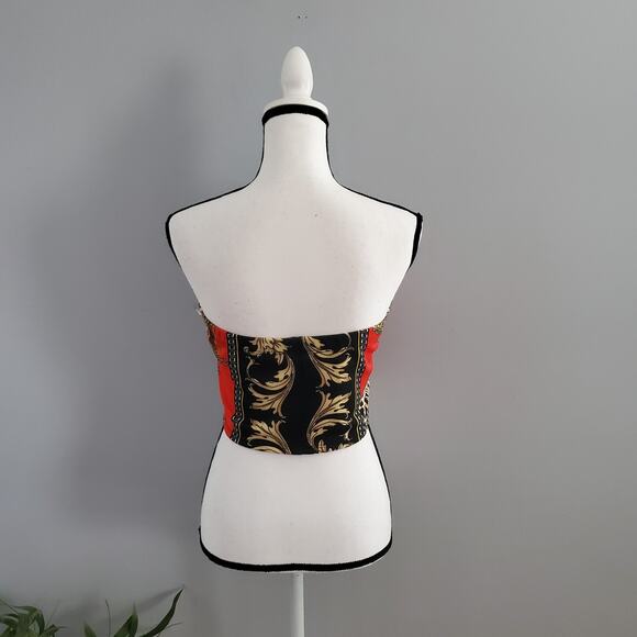 Blue Blush Baroque Strapless Crop Top L - Picture 2 of 5